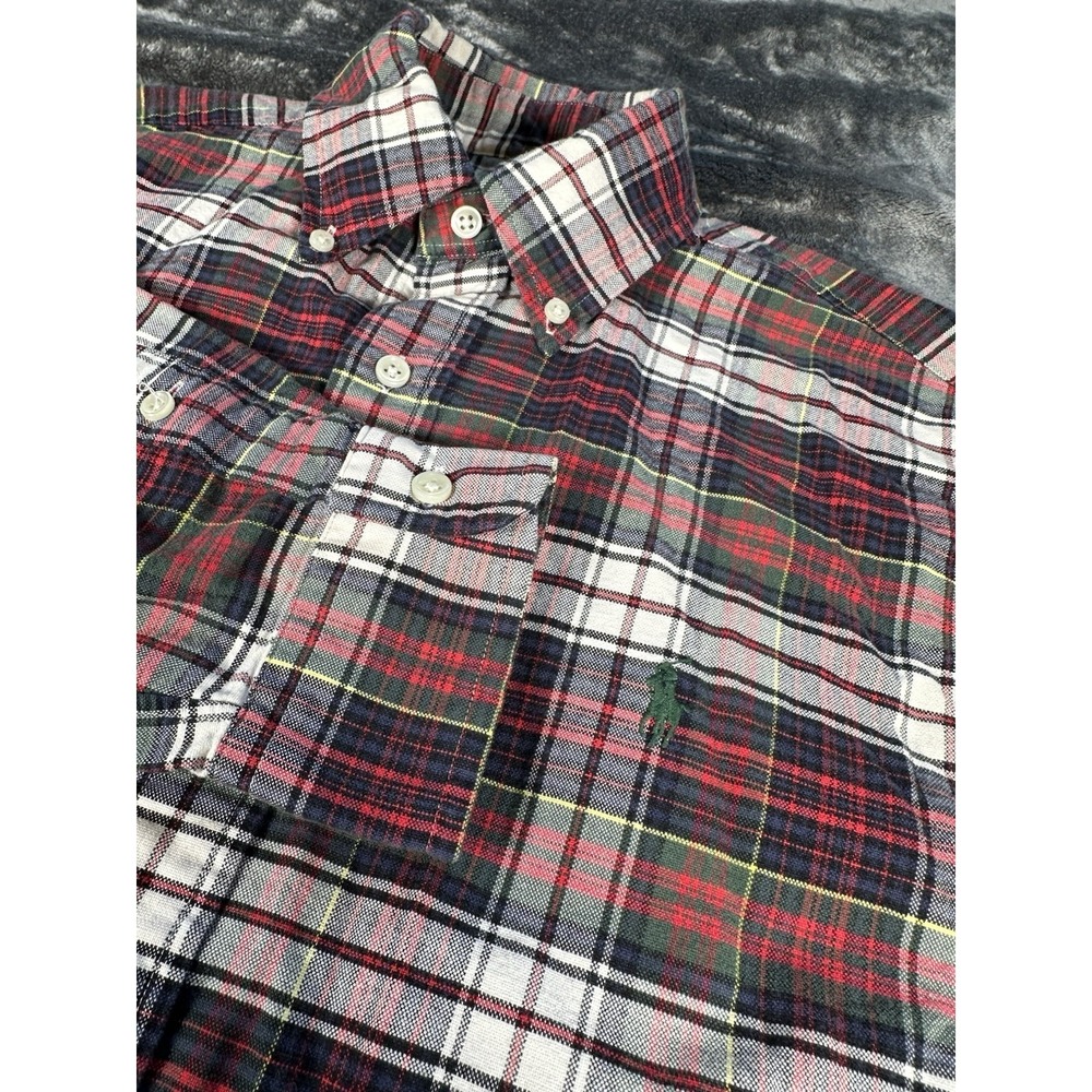 Polo Ralph‎ Lauren Indian Madras Shirt Mens Large Green Plaid Custom Fit Plaid